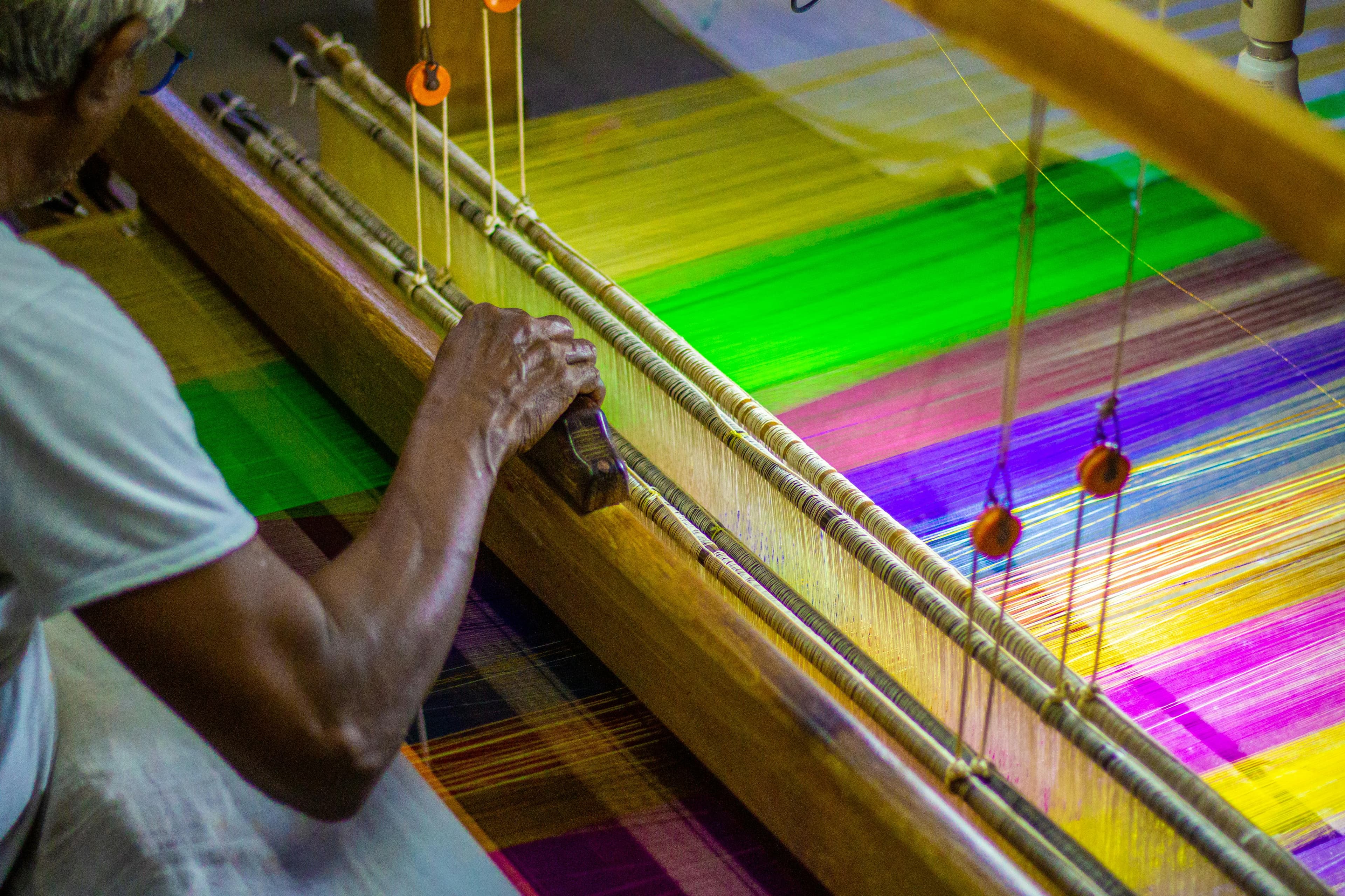Traditional handloom weaving setup