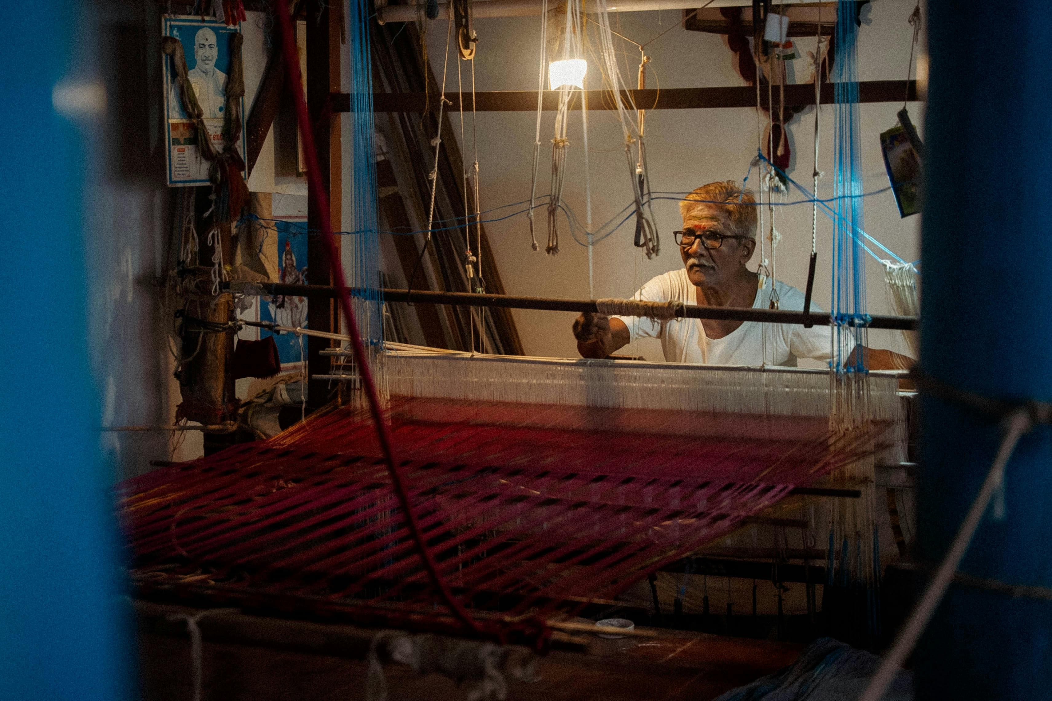 Traditional handloom weaving process